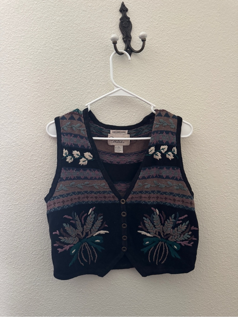 Vintage Christopher and Banks Embroidered Knit Vest